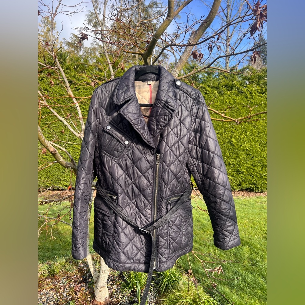 Burberry Black Quilted Jacket with Check Lining